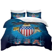 USA Trinity Eagle Leopard Wolf Quilt Cover