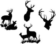 Deer Buck Hunting Silhouette Black Vinyl Decal Car Window Laptop Tablet Notebook