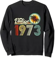 [X.Style] 50 Year Old Men Women Vintage 1973 50th Birthday Retro Sweatshirt ds396 Sweater (S) Black