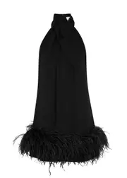 16 Arlington Cynthia Feather-trimmed Mini Dress - Black - 16 (UK 16 / XL) 16 (UK 16 / XL)