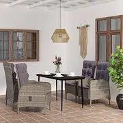 Patio Furniture Sets 5 Piece Outdoor Dining Set with Cushions Grey and Black