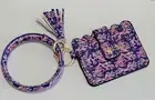 Bangle Bracelet Wallet with Keychain & Tassel - Blue & Pink - New