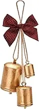 Christmas Bells Gold 14 Inch Vintage 3 Bells Rustic Cow Bells with Jute Hanging Rope and Tie Bow Metal Hanging Bell for Door Garden Wreaths Home Decor Cow Bells