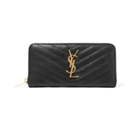 在飛比找PChome24h購物優惠-【YSL】MONOGRAM系列V字縫線魚子醬牛皮金屬LOGO