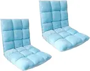 SOGA 2X Floor Recliner Collapsible Lounge Sofa Couch Folding Chair Cushion Light Blue