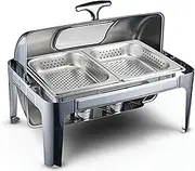 Food Warmer Electric Buffet Server Stainless Steel Buffet Hot Plate - Buffet Servers and Heaters. Hot Pot Buffet Set, Stainless Steel Buffet Hot Pot with Glass Lid Food Warmer