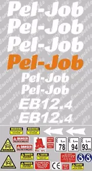 Decal Sticker set. PELJOB EB12-4 Mini Digger Pelle Bagger Excavator Pel Job