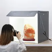 5500K Photo Studio Box, 33/40/60 cm Portable Foldable Photography Light Box Shooting Tent, Professional Photo Light Box with 2 LED Light Strips, Portable Soft Box for Product Photography(F60)