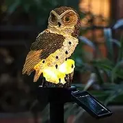 Yowin Owl Solar Garden Ornament, Owl Gift, Garden Sculptures & Statue, Waterproof Solar Animals for Outdoor Yard Balcony Flowerbed Decorations - Brown