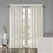 Madison Park Harper Sheer Curtain for Living Room - Lightweight Bedroom Window Treatment, Decoration Draping, Privacy and Light Filtering Room Décor, 42" x 84", White 2 Piece