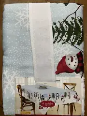 St. Nicholas Square Snowman Border Tablecloth Table Cloth Oblong 60"x84" NIP