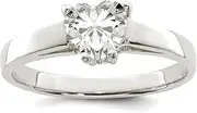 [JewelryWeb] 925 Sterling Silver Solid Polished Solitaire Love Heart CZ Simulated Diamond Ring Statement-Ring for Women