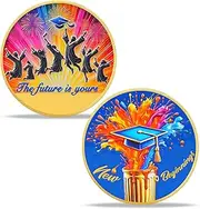Bachelor Hat Aurora Colorful Graduation Challenge Coin New Beginning Celebrate Achievements Inspiration Gifts for Graduates