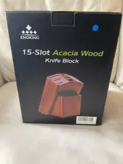 15 Slots Universal Knife Block Acacia Wood Knife Holder without Knives