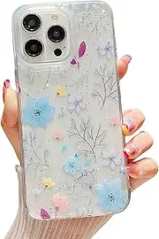 CrazyLemon for iPhone 13 Pro Max Case Clear Silicone Cute Girly Floral for Women Girls Ultra Thin Slim Transparent Anti Yellow TPU Rubber Protective Phone Case Cover for iPhone 13 Pro Max (Flowers 11)