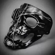 Black Pirate Halloween Death Skull Skeleton Silver Wire Masquerade Cosplay Mask