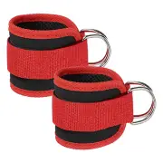 2Pcs Ankle Strap for Cable Machine, Gym Cable Kickback Ankle Wraps, Red