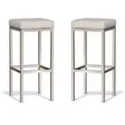 Set of 2 - Borgo Bar Stool 75cm - Brushed Frame - Off White