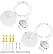 ZHIQIN 2 Pack E27 Pendant Light Ceiling Rose Set With 1M Cable - Modern White Fitting for Ceiling Pendant Lights