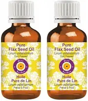 Deve Herbes Pure Flax Seed Oil (Linum usitatissimum) Natural Therapeutic Grade Cold Pressed (Pack of Two) 100ml X 2 (6.76 oz)