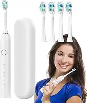 Rechargeable Toothbrushes With Case - Electric Toothbrush For Adults - Rechargeable 40000 VPM 6 Modes 2-Minute Smart Timer Fast Charge Lasts 180 Days Toothbrush For Adults