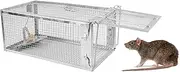 Emapoy Humane Rat Trap,1-Door Small Live Chipmunk Trap That Work for Indoor Outdoor,Easy to Catch and Release Live Animal Trap Mouse Trap Cage for Rodent Mice Voles Hamsters,Metal & Reusable