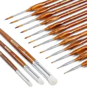 DUGATO Miniature Detail Paint Brush Set 15pcs, Micro Dark Brown