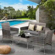 Livsip Outdoor Furniture 4-Piece Lounge Setting Chairs Table Wicker Set Patio