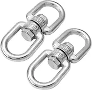 Bonsicoky M8 Double Ended Swivel Eye Hook, 304 Stainless Steel Eye to Eye Swivel Shackle Ring Connector, 2 Pcs