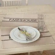 VHC Brands Placemats Sawyer Mill Charcoal Farmhouse 12x18 Set of 6 Rect Table