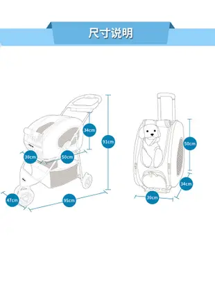 ibiyaya寵物推車狗小型犬可分離泰迪FS1009拉杆包雙肩背包可折曡 (8.3折)