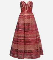 [Elie Saab] Elie Saab Sequined corset gown AU 14 red