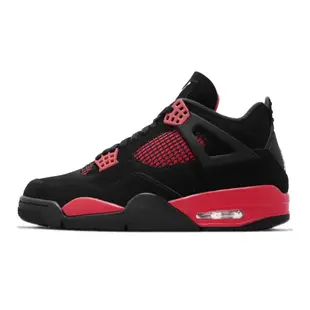 Nike 休閒鞋 Air Jordan 4 Retro 男鞋 經典款 喬丹四代 絨面皮革 球鞋 穿搭 黑 紅 CT8527016