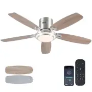 Low Profile Ceiling Fan with Lights and Remote/APP, 50 Inch Modern Flush Moun...