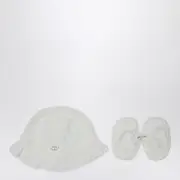 [Teddy & Minou] White two-piece set with hat and shoes 12 M White