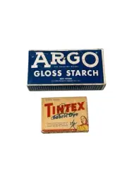 Vintage Argo New Old Stock Powdered Gloss Laundry Starch 16 Oz Blue Box Tintex