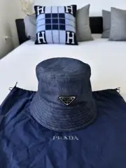 $795 AUTH NWT PRADA LOGO DENIM BUCKET HAT SZ XL