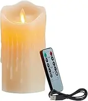 Aswalling LED Candles, Flickering Flameless Candles,Rechargeable Candle, Real Wax Candles with Remote Control,10cm
