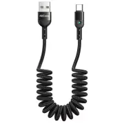 AICase Nylon Coiled Spiral USB A To USB C Fast Charging Data Cable Cord 6FT