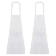 2pcs Plain Bib Aprons Washable Aprons Kitchen Cooking Aprons White