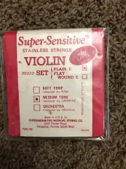 NEW Vintage Super Sensitive Stainless Violin Plain E Strings 3/4 Size USA SS210