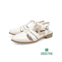 在飛比找momo購物網優惠-【GREEN PINE】前包後空編織涼鞋米白色(001433