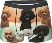 [QMNEHJ] Poodles Dogs Men's Boxer Briefs Breathable Stretch Underwear Moisture-Wicking Trunks for Men