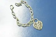 Tiffany & Co Large Padlock Lock Key Filigree Heart Bracelet Silver & Pouch