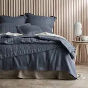 Sheridan Abbotson Linen Bed Cover in Ink/Dark Blue Size: Queen @Sheridan Rewards