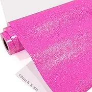 GIRAFVINYL Pink Glitter HTV, Hot Pink Vinyl Heat Transfer Hot Pink Vinyl Glitter HTV 10" X 5 FT Sparkle Neon Pink Iron on Vinyl for T-Shirt Fabric Decorations (Neon Pink)