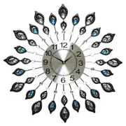 Metal Crystal Wall Clock Large Modern Home Room Art Luxury Decor Watch Silent