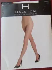 Halston Control Top Sheer Tights Nylons 20 Denier Nude Small