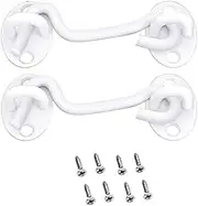 Stainless Steel barn Door Lock -2 Hook Eye Locks and 8 Screws - Durable, Rust Proof, Curved Design - Suitable for Safety Door Hook Locks on barn Doors, Sliding Doors, wardrobes, etc