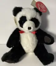 Russ Berrie Soft N Suede Panda Bear 11” Plush Jointed Weighted Vintage NWT